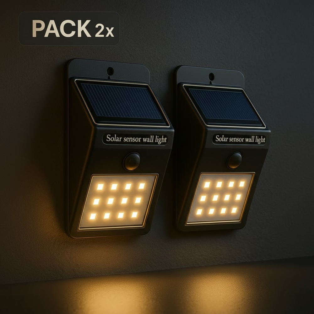 Pack Hogar Seguro NOVALED™ – 2 Reflectores Solares Inteligentes para Exterior